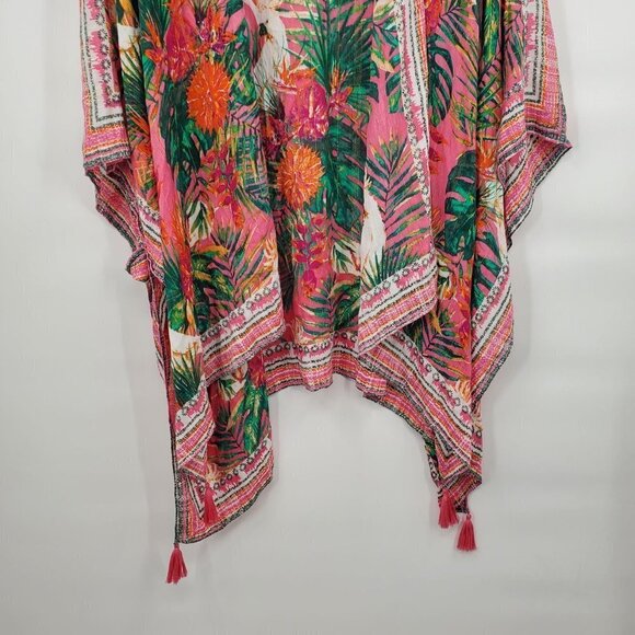 Nine West Swimsuit Cover Up Kimono Cardigan Beach Tropical OS Womens Floral - Picture 5 of 11